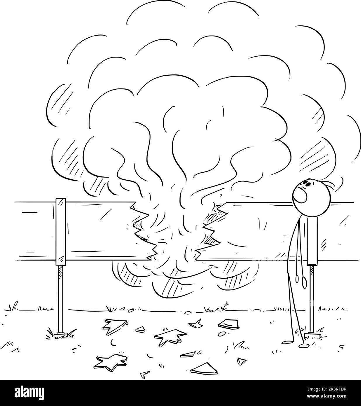 Gebrochene Gaspipeline, Vektor-Cartoon-Stick Abbildung Stock Vektor