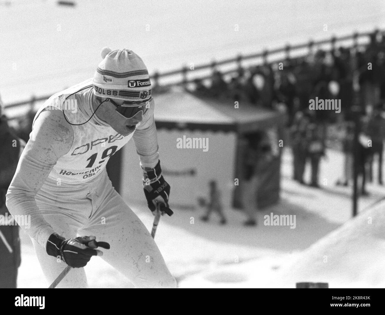 Oslo 19. März 1988. Bjørn Dæhlie in Aktion unter 50 km in Holmenkollen. Foto: Eystein Hanssen / NTB / NTB Stockfoto