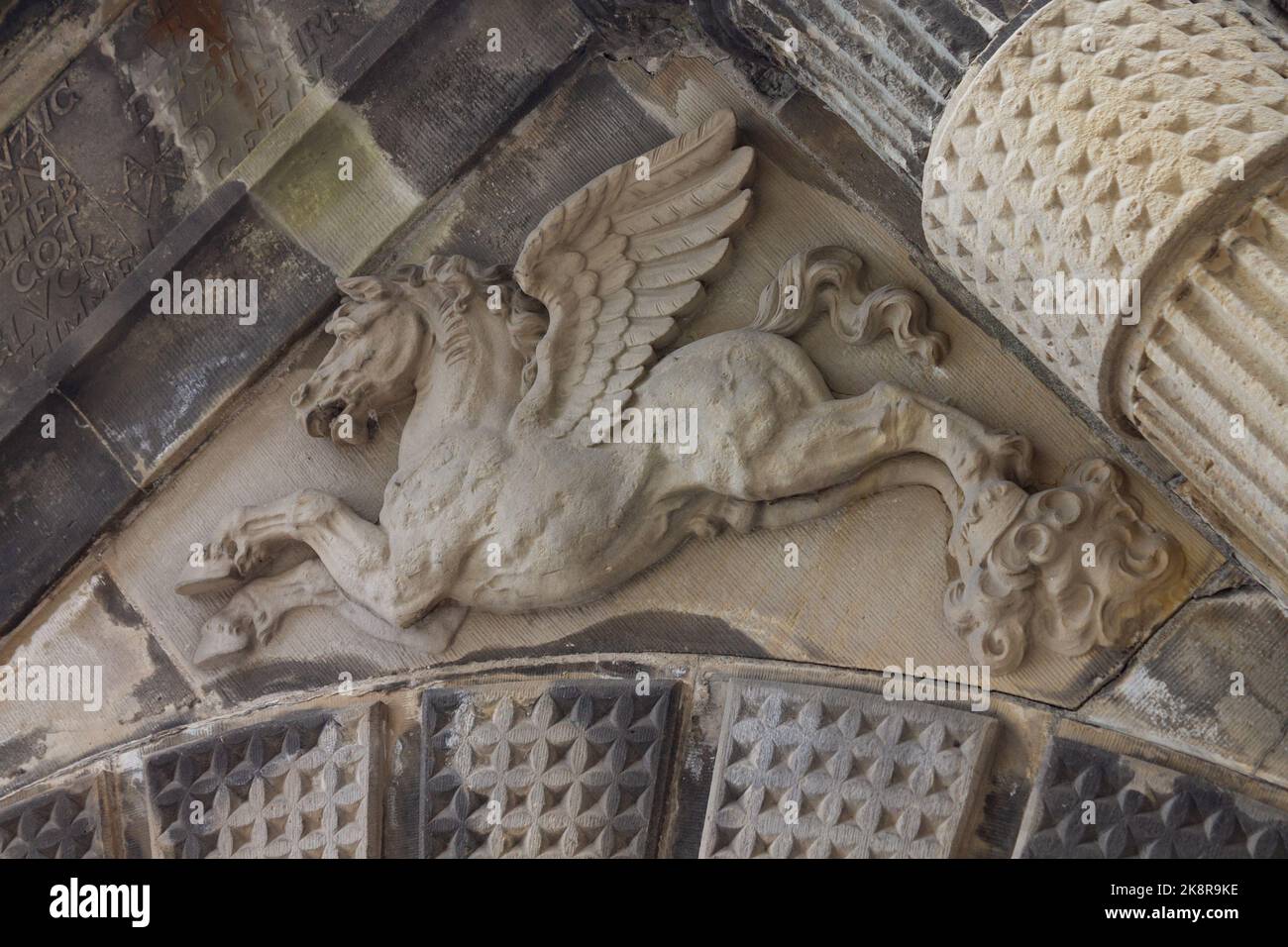Eine schöne Aufnahme von Details auf der alten Außenseite des Kronborger Schlosses in Helsingor, Dänemark Stockfoto