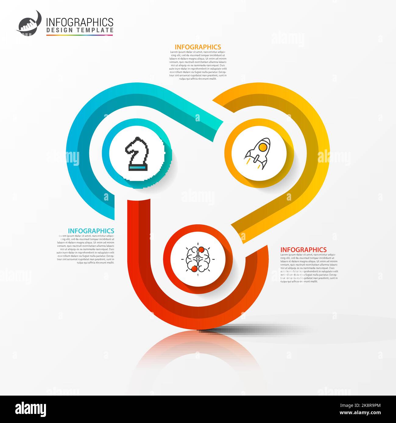 Infografik-Design-Vorlage. Kreatives Konzept mit 3 Schritten. Kann für Workflow-Layout, Diagramm, Banner, webdesign verwendet werden. Vektorgrafik Stock Vektor