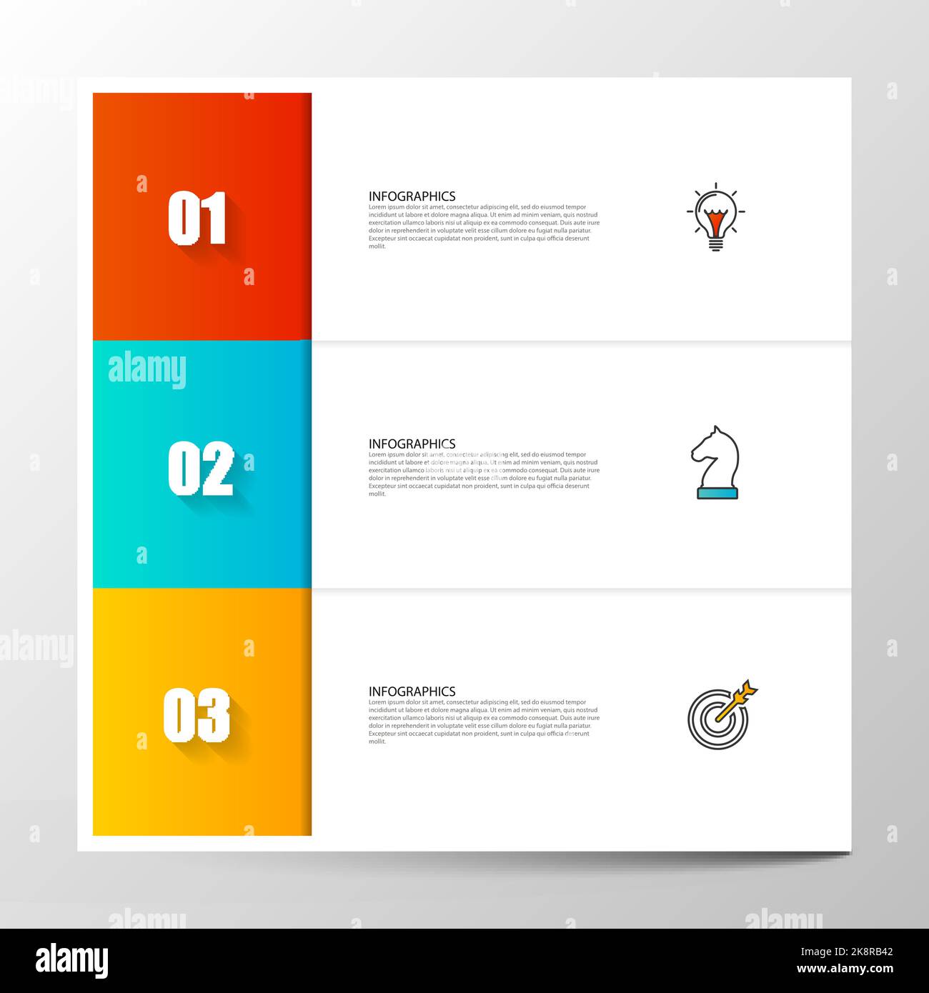 Infografik-Design-Vorlage. Geschäftskonzept mit 3 Schritten. Kann für Workflow-Layout, Diagramm, Banner, webdesign verwendet werden. Vektorgrafik Stock Vektor