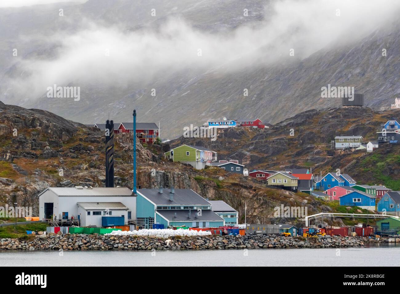 Stadt Qaqortog, Gemeinde Kujalleq, Grönland, Königreich Dänemark Stockfoto