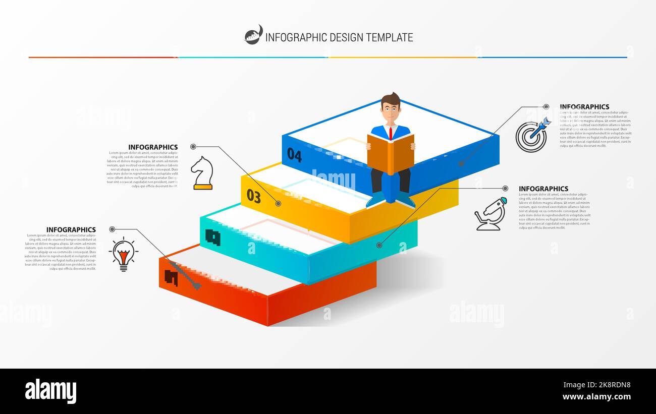 Infografik-Design-Vorlage. Kreatives Konzept mit 4 Schritten. Kann für Workflow-Layout, Diagramm, Banner, webdesign verwendet werden. Vektorgrafik Stock Vektor