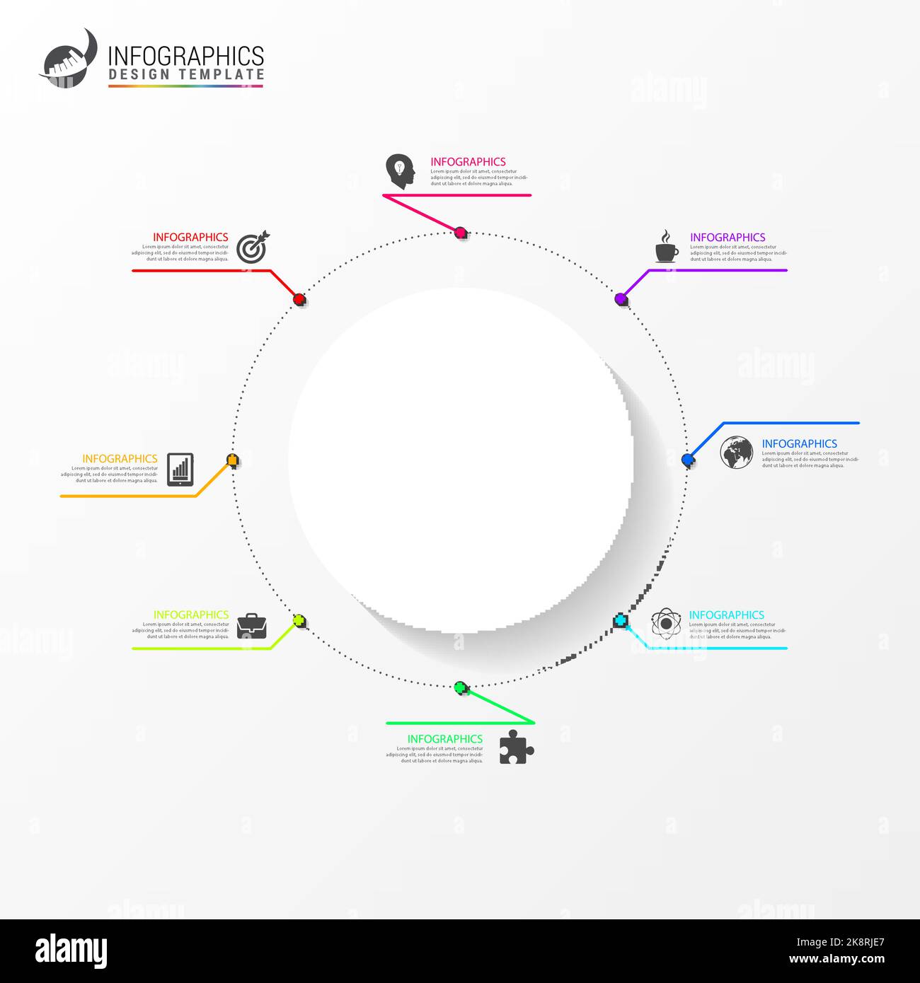 Infografik-Design-Vorlage. Kreatives Konzept mit 8 Schritten. Kann für Workflow-Layout, Diagramm, Banner, webdesign verwendet werden. Vektorgrafik Stock Vektor