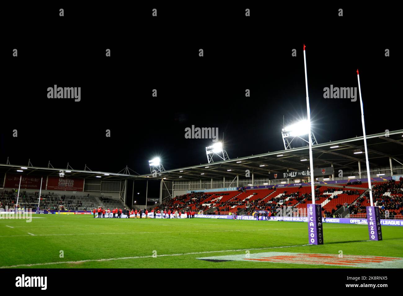 Gesamtansicht vor dem Rugby-League-Weltcup-Spiel der Gruppe D im total Wicked Stadium, St. Helens. Bilddatum: Montag, 24. Oktober 2022. Stockfoto