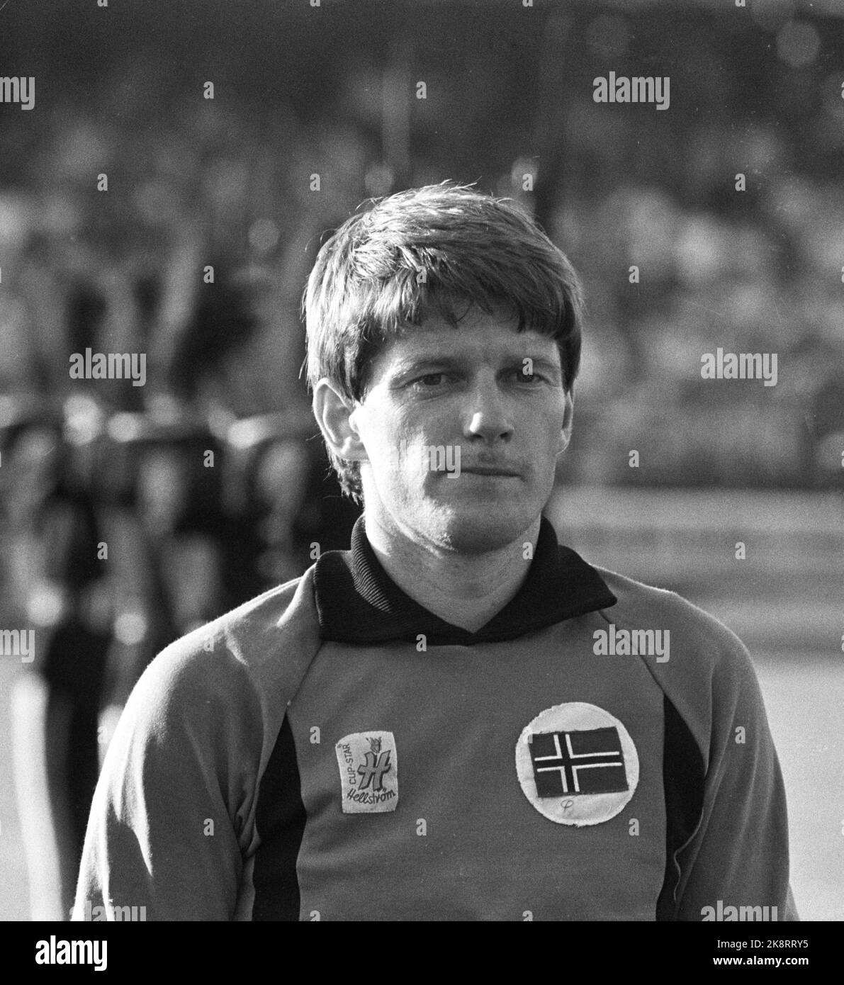 Oslo, 1979. Fußballspieler Tom R. Jacobsen vertritt die norwegische Nationalmannschaft. Foto: Svein Hammerstad / NTB / NTB Stockfoto