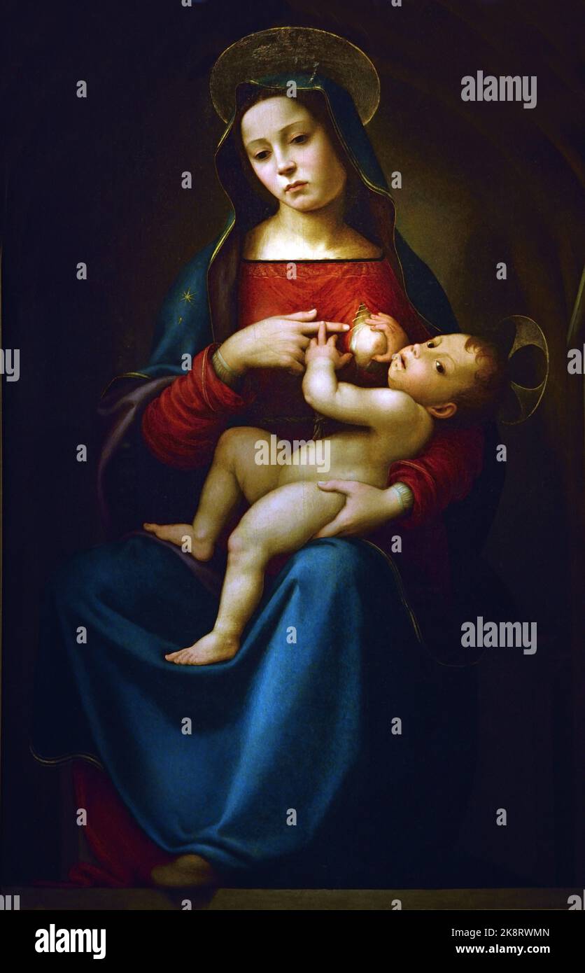 Adonna und Kind 1518 Giuliano Bugiardini 1475 –1555 Italienischer Maler und Zeichner im Stil der Spätrenaissance, bekannt als Manierismus. Stockfoto