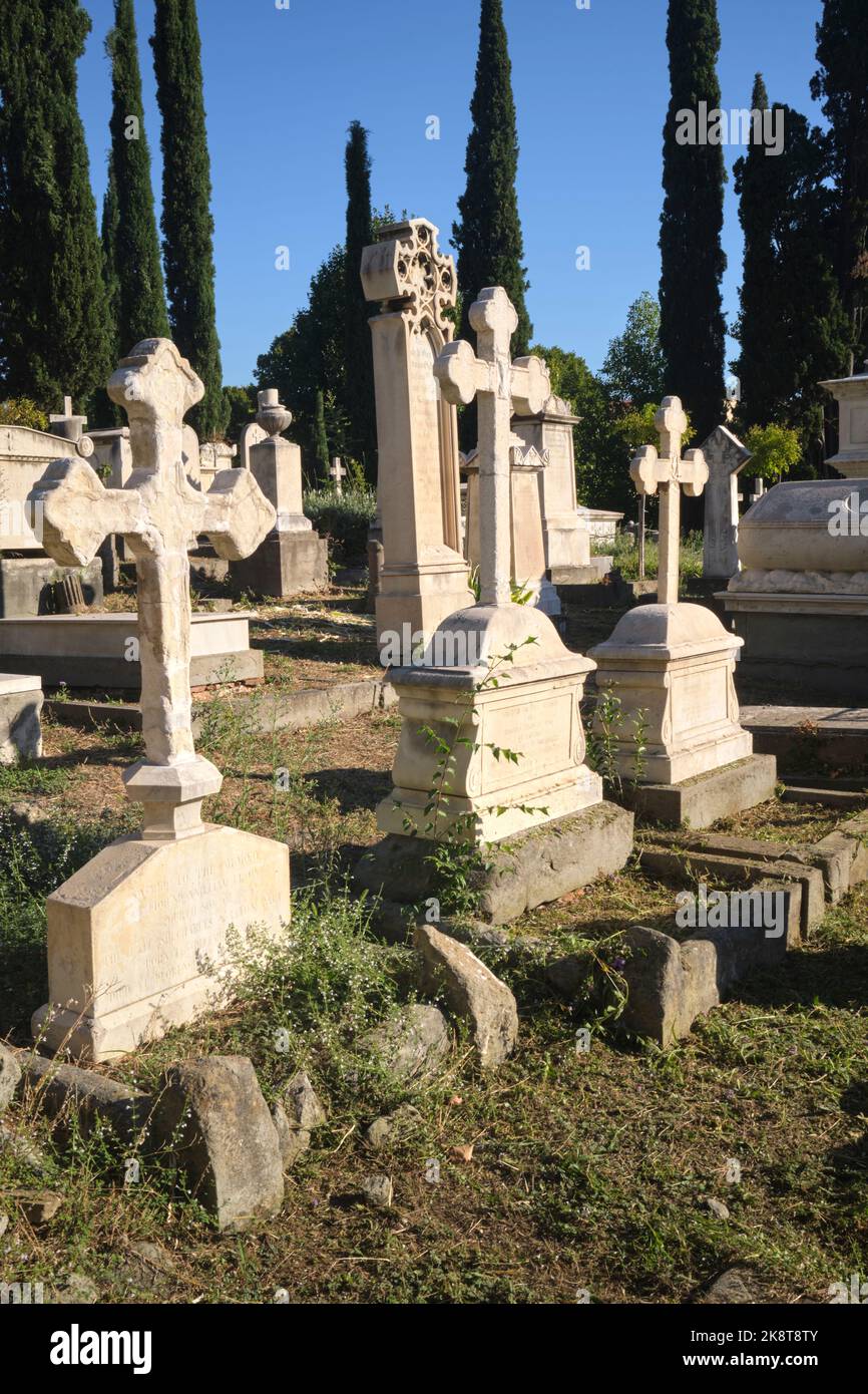 Der englische Friedhof oder Cimitero Inglese in Florenz Italien Stockfoto