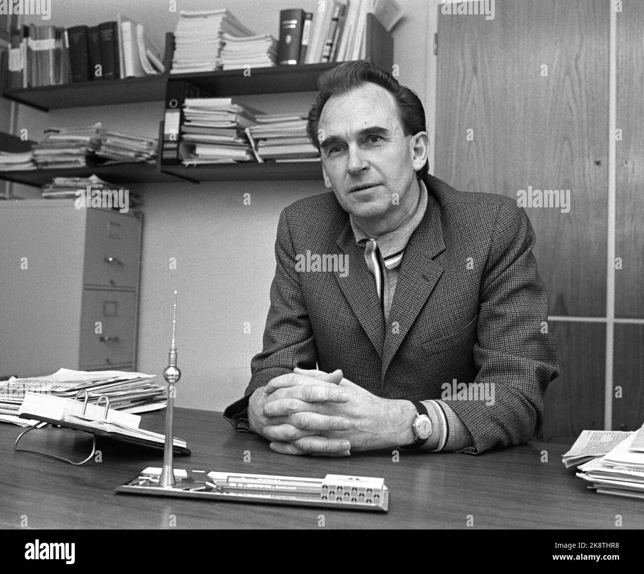 Oslo Februar 1975. Der Parteivorsitzende der norwegischen Kommunistischen Partei, Reidar T. Larsen. Foto: NTB / NTB Stockfoto