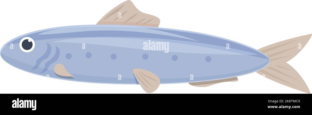 Cartoon-Vektor mit Sardinensymbol. Fisch und Meeresfrüchte. Meeresgerichte Stock Vektor