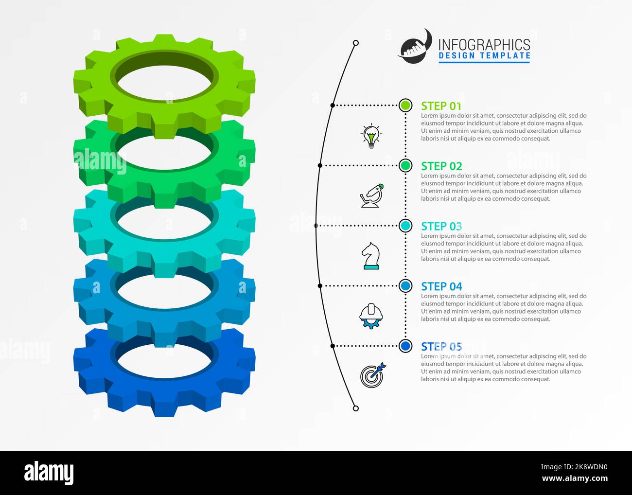 Infografik-Design-Vorlage. Kreatives Konzept mit 5 Schritten. Kann für Workflow-Layout, Diagramm, Banner, webdesign verwendet werden. Vektorgrafik Stock Vektor