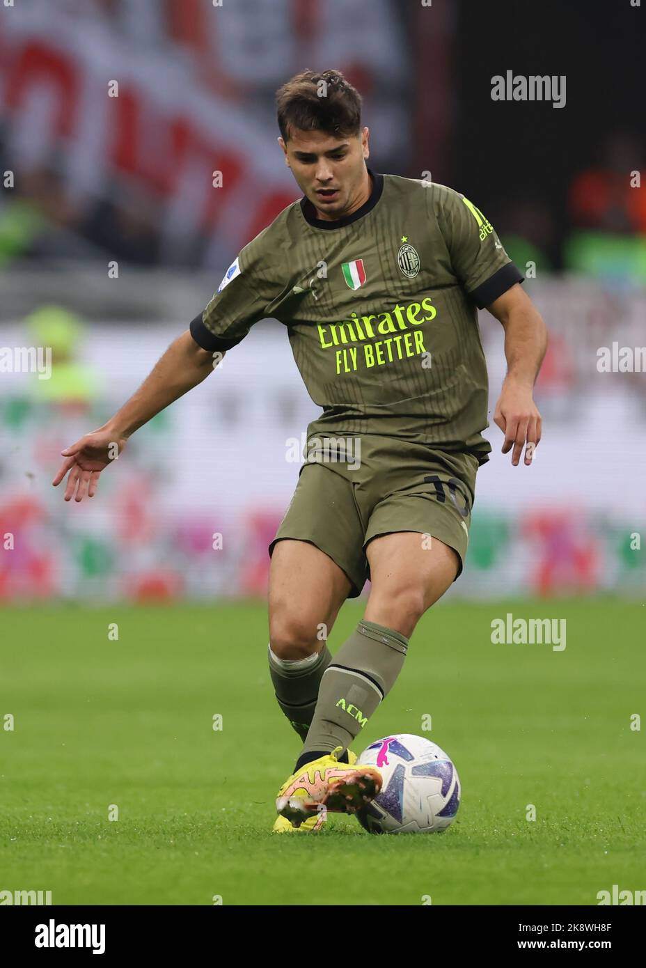 Mailand, Italien, 22.. Oktober 2022. Brahim Diaz von AC Mailand während der Serie A Spiel bei Giuseppe Meazza, Mailand. Bildnachweis sollte lauten: Jonathan Moscrop / Sportimage Stockfoto