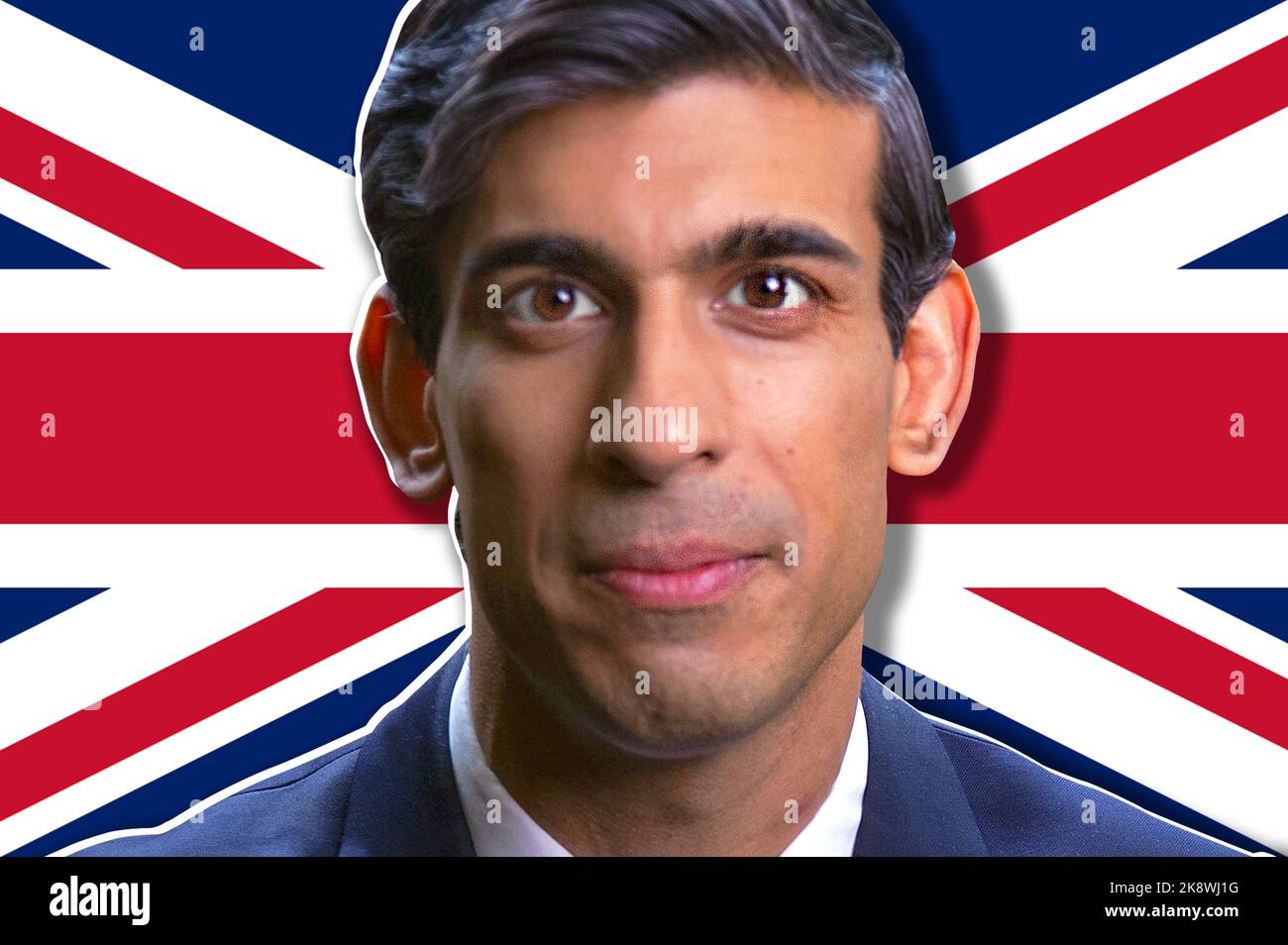 Rishi Sunak und britische Flagge Stockfoto