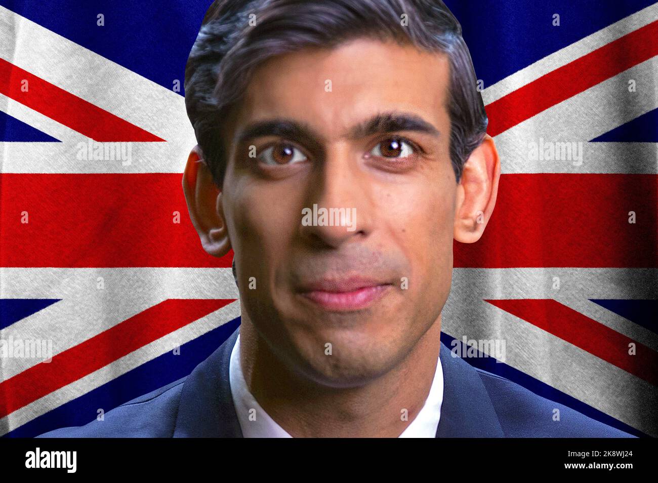 Rishi Sunak und britische Flagge Stockfoto