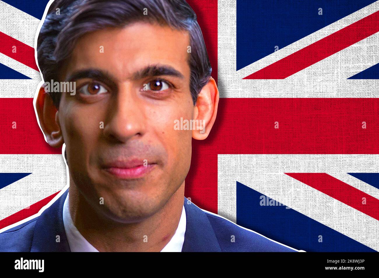Rishi Sunak und britische Flagge Stockfoto