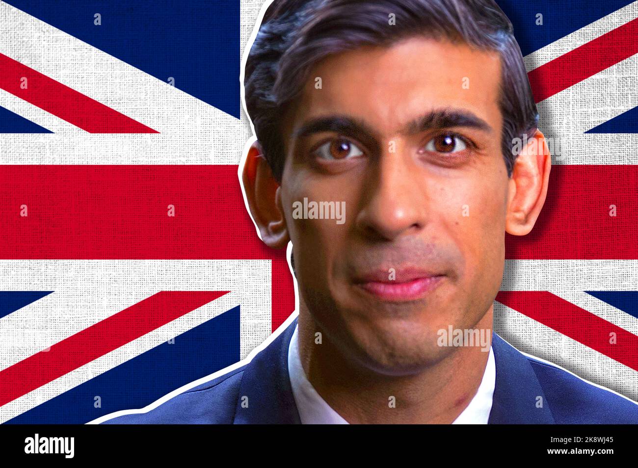 Rishi Sunak und britische Flagge Stockfoto