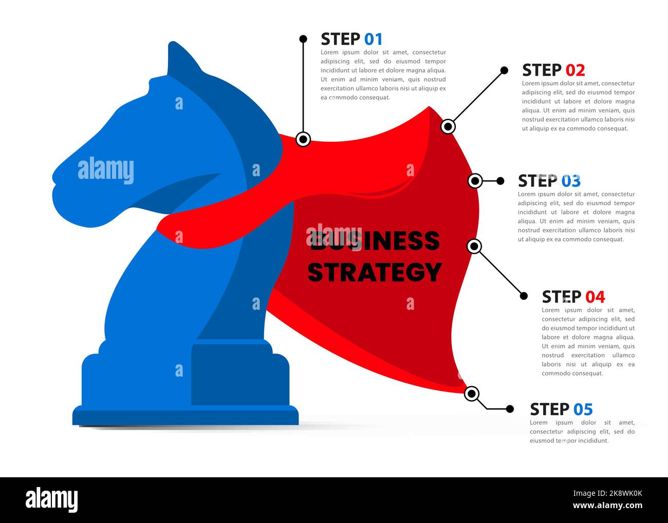 Infografik-Design-Vorlage. Markenstrategiekonzept mit 5 Schritten. Kann für Workflow-Layout, Diagramm, Banner, webdesign verwendet werden. Vektorgrafik Stock Vektor