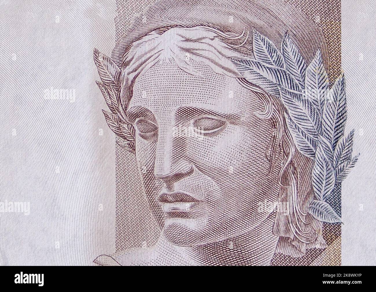 Offizielles Geld Brasiliens, reale Währung. Geld, Reais, zweihundert Reais Banknote in Nahaufnahme. Stockfoto