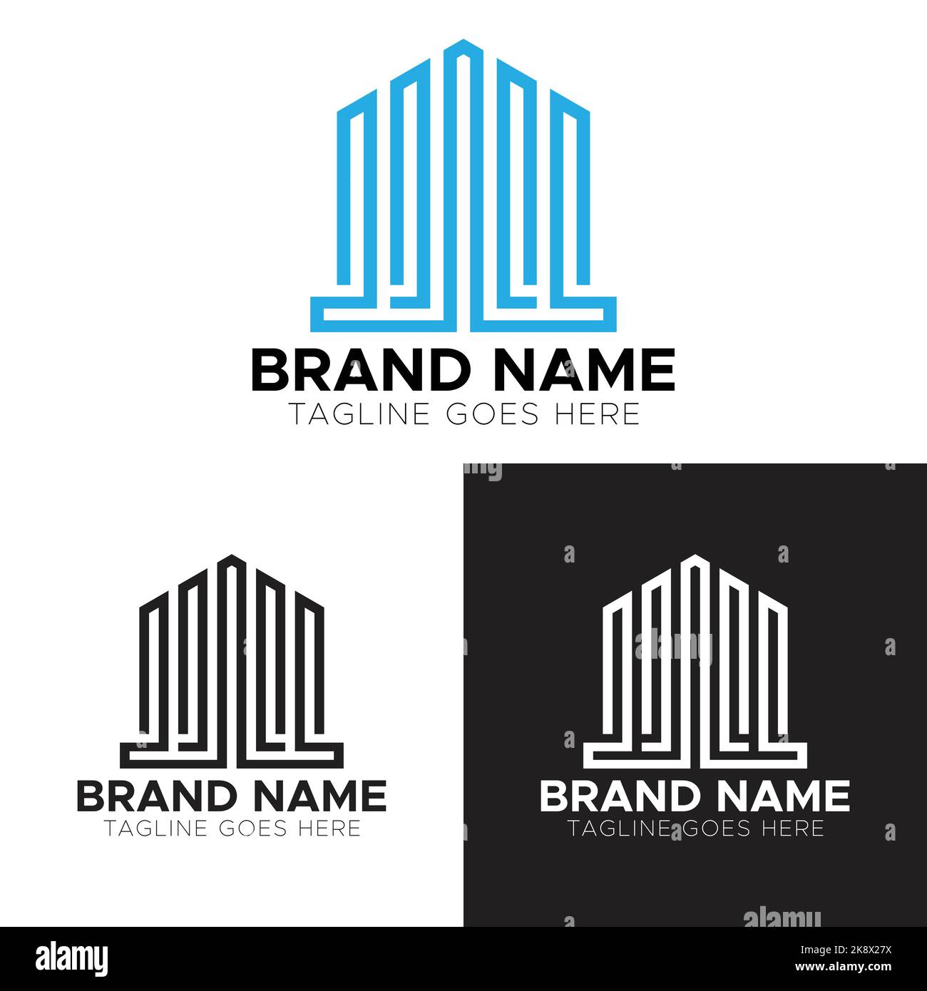 Immobilien-Logo-Design, Gebäude-Logo-Design Stock Vektor
