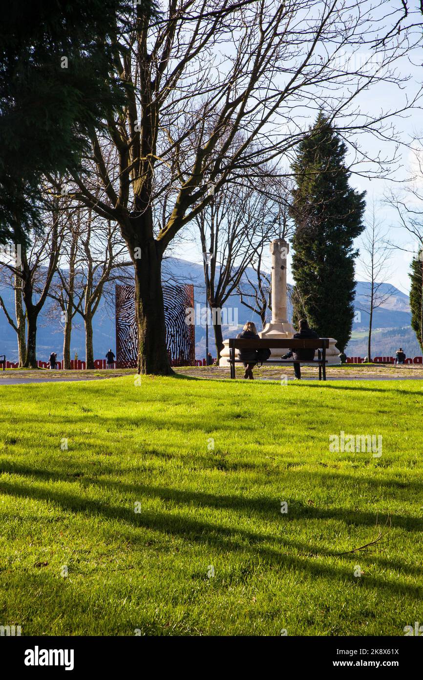 Bilbao, Baskenland, Spanien - 26. Januar 2019: Park Artxanda Bilbao. Stadt Bilbao an einem Wintertag Stockfoto