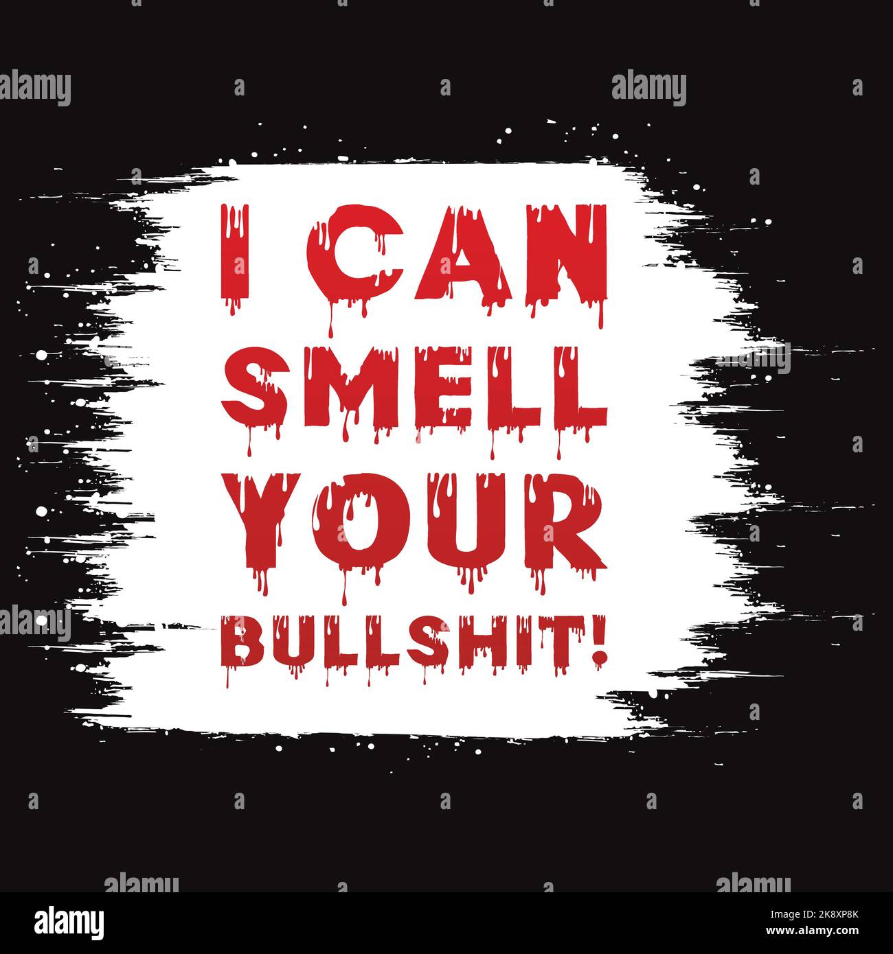 Ich kann deinen Scheiß riechen. Typografie-Texteffekt mit Lack-Textur-Hintergrund. EPS 10, editierbar, Vektorgrafik. Stock Vektor