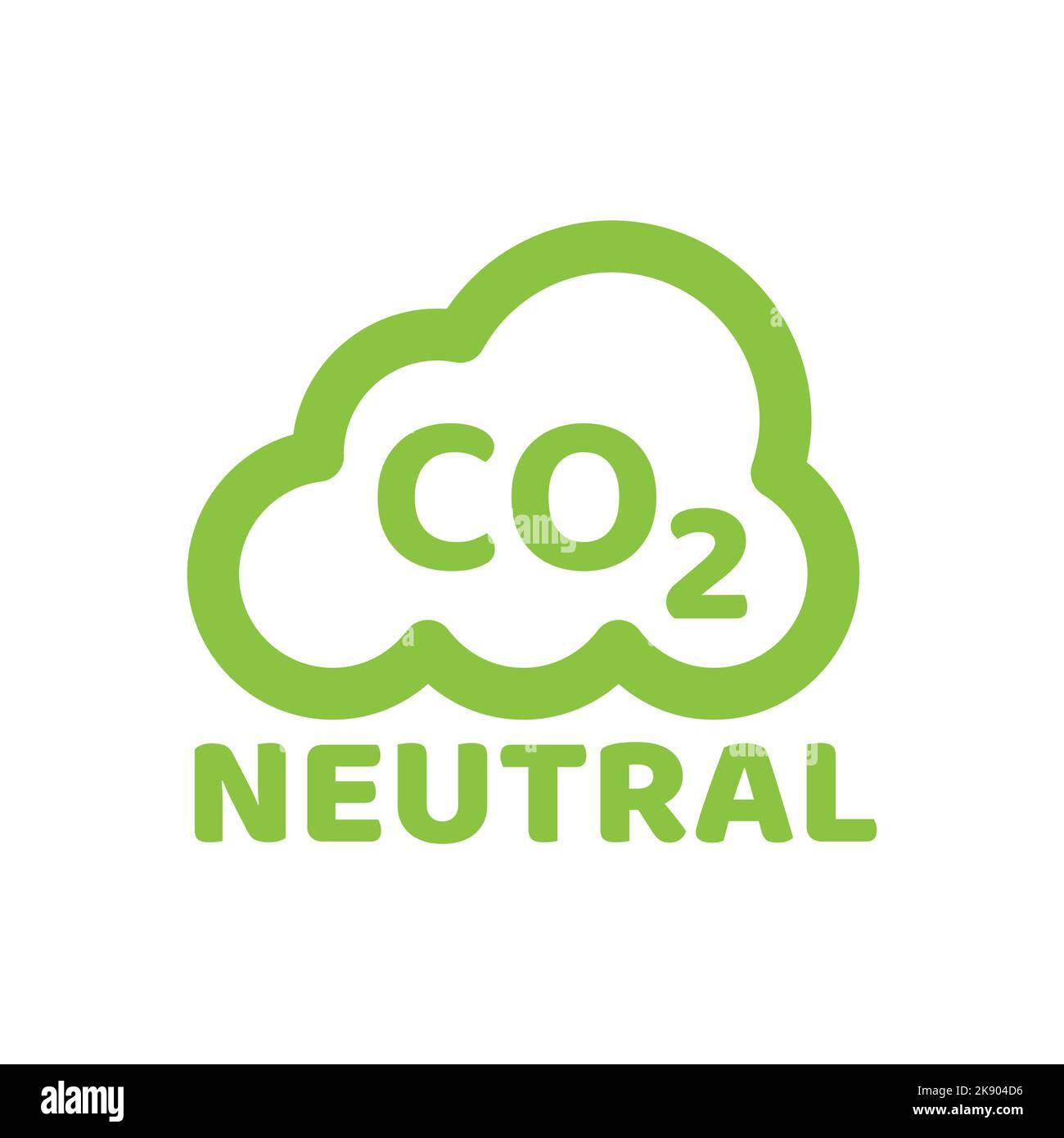 CO2 neutral grüner Vektor-Aufkleber. Kein Kohlendioxid-Etikett mit Wolke. Stock Vektor