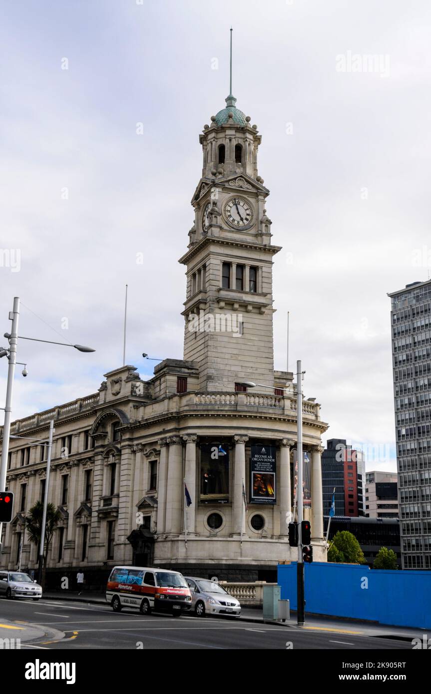 Auckland Town Hall (wo der Bürgermeister sein Büro hat) in der Queen Street, Auckland auf der Nordinsel in Neuseeland. Stockfoto