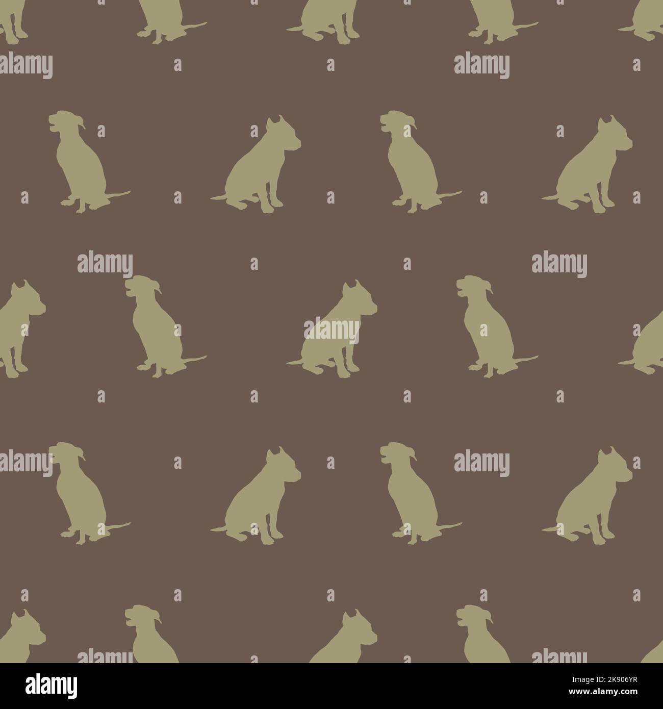 Nahtloses Muster. Endlose Textur. Sitzender amstaff Welpe und deutscher Pinscher. Hundehüsse. Design für Tapete, Geschenkpapier, Stoff, Dekor. Stock Vektor