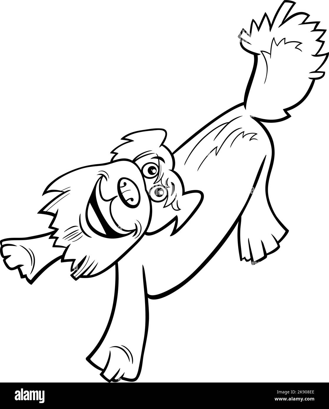 Schwarz-Weiß-Cartoon-Illustration von lustigen braunen shaggy Hund Comic Tier Charakter Suche nach oben Malvorlagen Stock Vektor