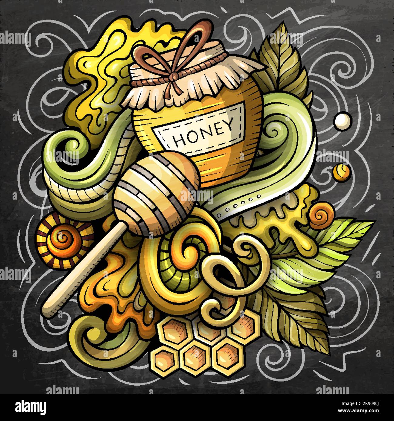 Cartoon Vektor Doodles Honig bunte lustige Illustration Stock