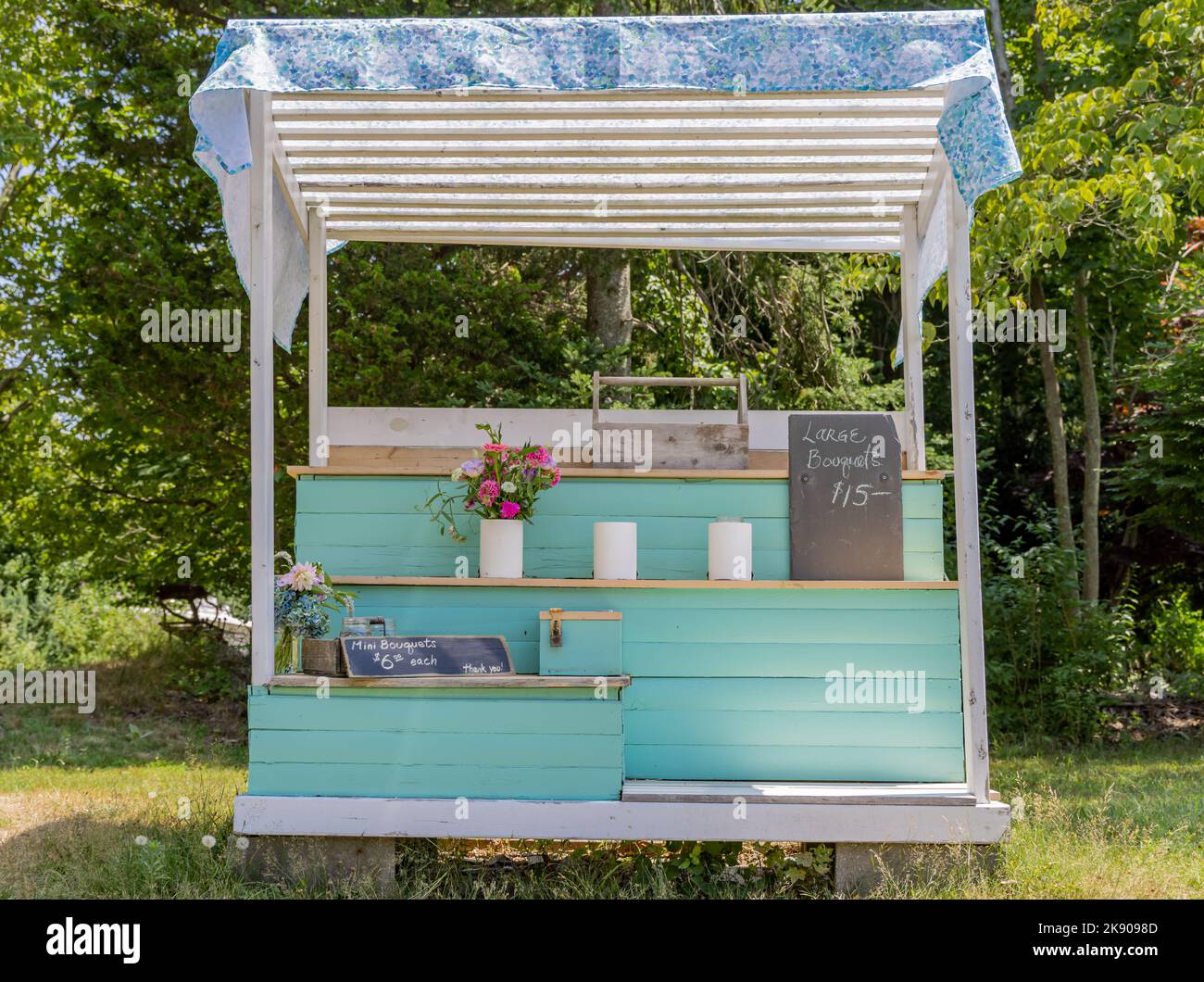 Shelter Island Farm Stand verkauft frische Schnittblumen Stockfoto