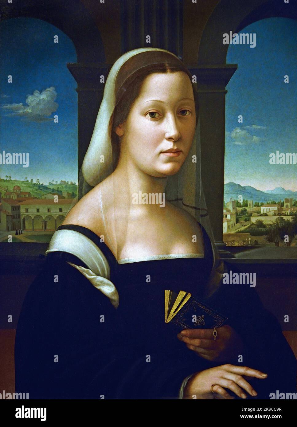 Frauenporträt, Uffizien, Florenz, von Giuliano Bugiardini 1475 –1555 Italienischer Maler und Zeichner, der im Stil der Spätrenaissance, bekannt als Manierismus, arbeitet. Stockfoto