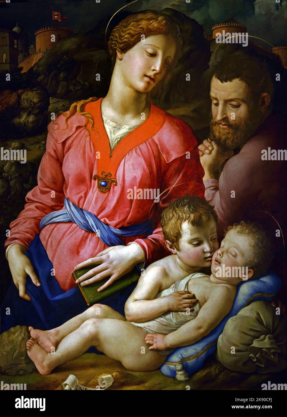 Die Heilige Familie Panciatichi - Sacra famiglia Panciatichi oder Madonna Panciatichi, 1540 , Bronzino Tori , Nov 17 1503 - Nov 23 1572 , Italienischer manieristischer Maler aus Florenz, Italien. Agnolo di Cosimo, sagte, il Bronzino, 1503-1752 Stockfoto