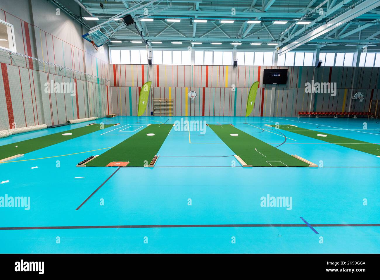 Innenschüsseln, Teppiche, Rasenschüsseln oder Rasenbowling Stockfoto