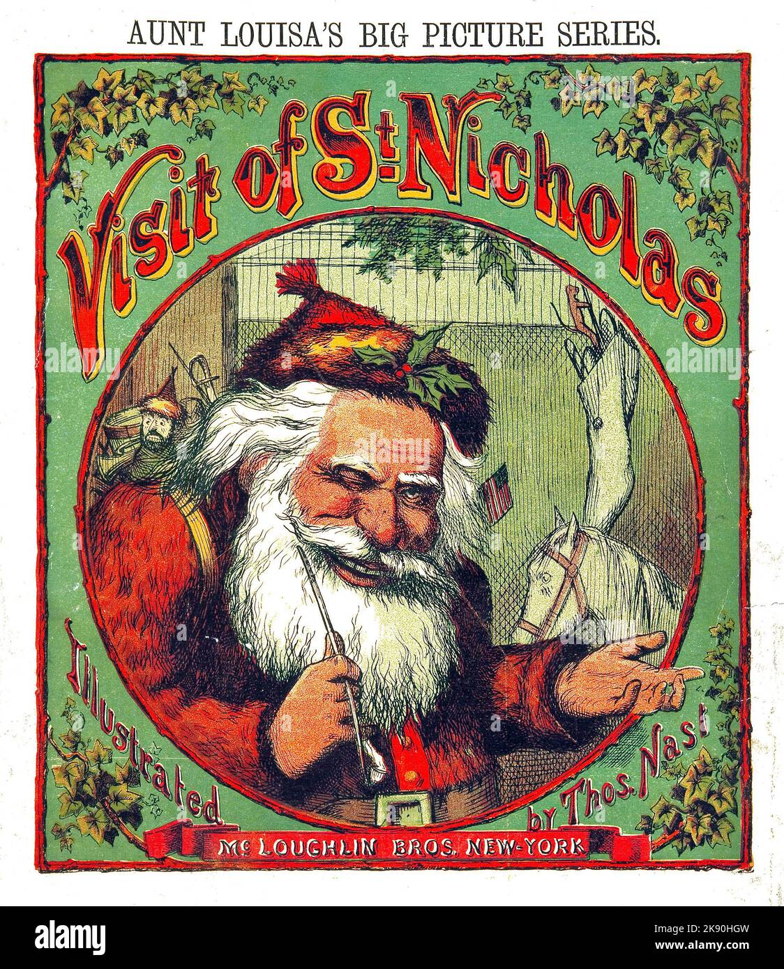 Besuch des Nikolaus - Weihnachtsmann - Thomas Nast und Clement Moore Illustration - 1869 Stockfoto