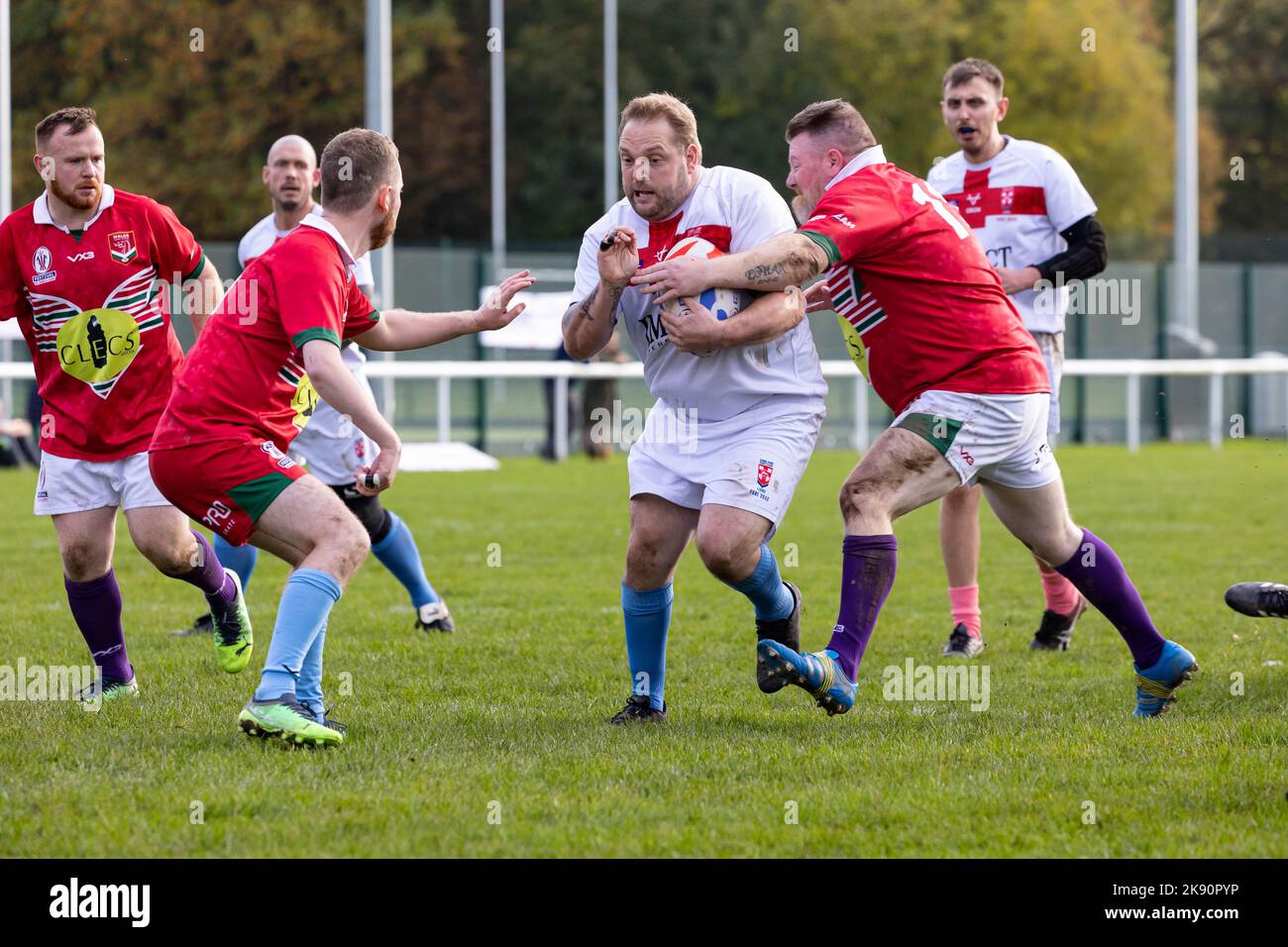 Warrington, cheshire, England - 25. Oktober 2022 - England nahm Wales bei der Rugby-League-Weltmeisterschaft für körperliche Behinderungen im Victoria Park, Warrington, an. Quelle: John Hopkins/Alamy Live News Stockfoto