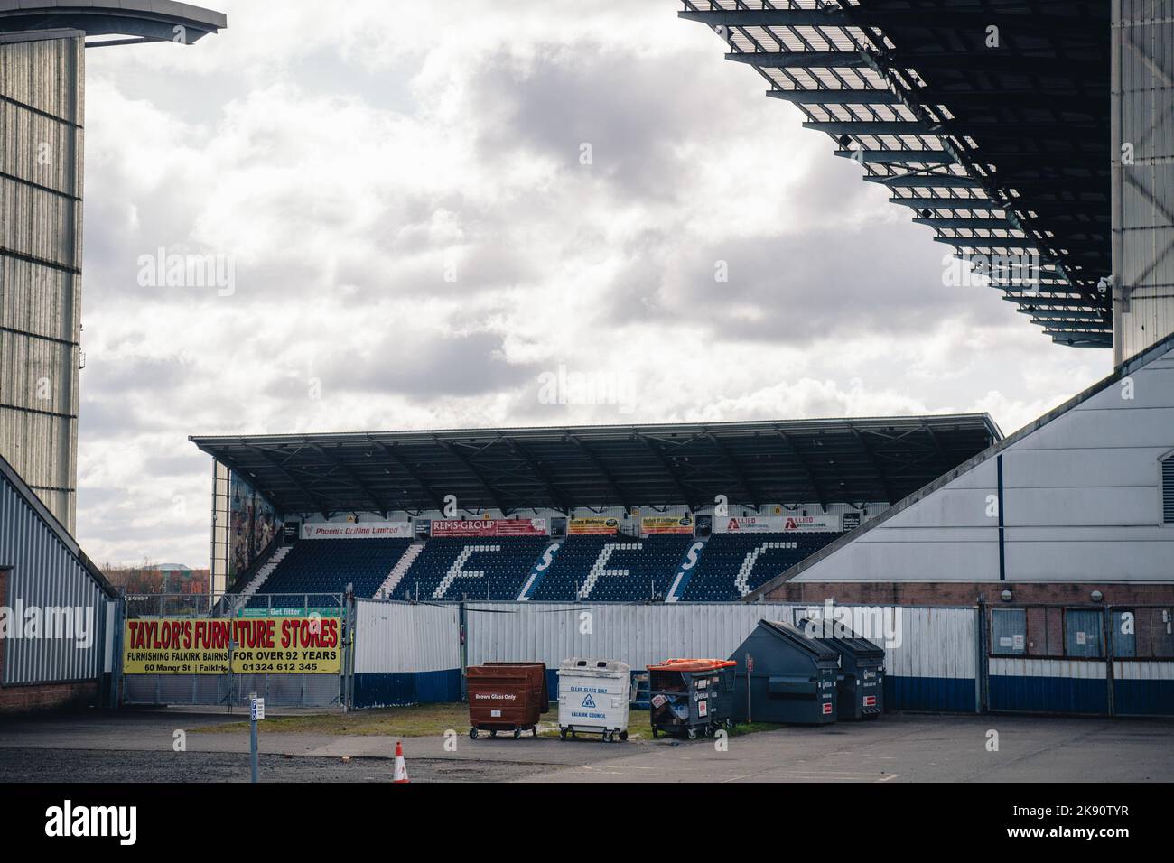 Falkirk Football Club ist ein schottischer Fußballverein mit Sitz in der Stadt Falkirk. Der Verein wurde 1876 gegründet. Stockfoto