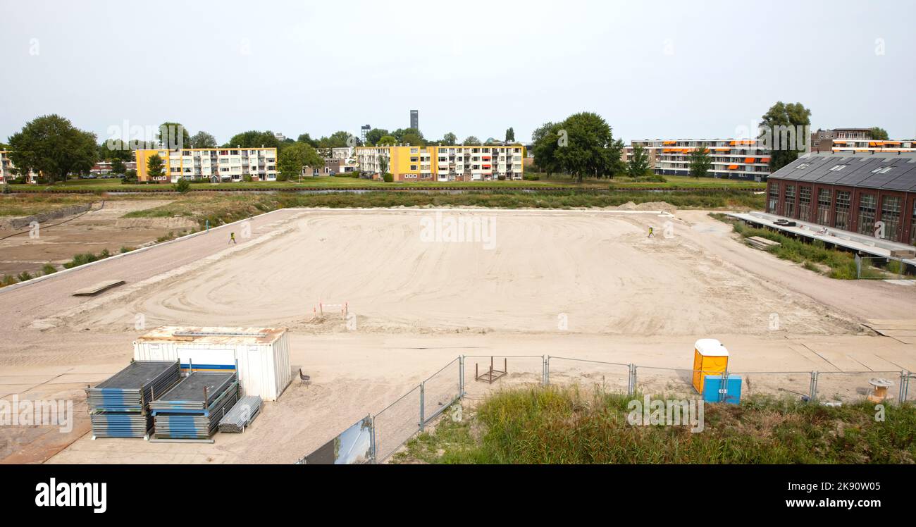 Baustelle in den Niederlanden, fast bereit, neue Häuser zu bauen Stockfoto