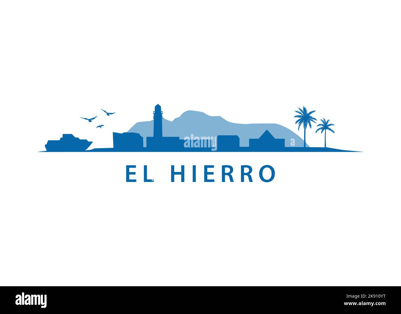 El Hierro Skyline Kanarische Inseln Landschaft Exotik Reisen Reiseziel Grafik Silhouette Stock Vektor