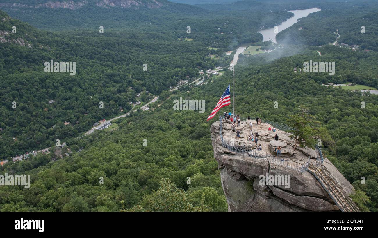 Der Blick auf Chimney Rock im Rutherford County. North Carolina, Usa. Stockfoto