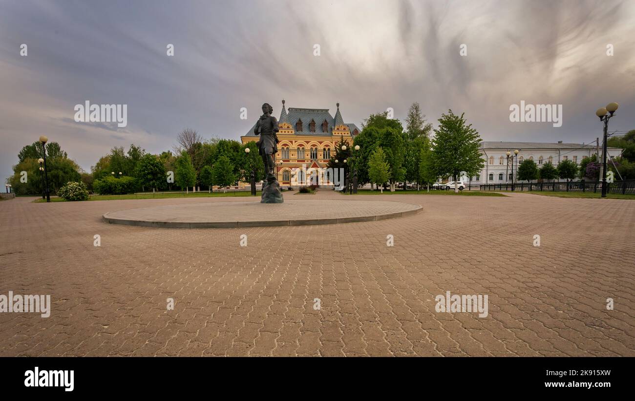 Russland, Region Wolgograd, Kamyshin - 10. Juli 2019. Gebäude des Heimatmuseums. Stockfoto
