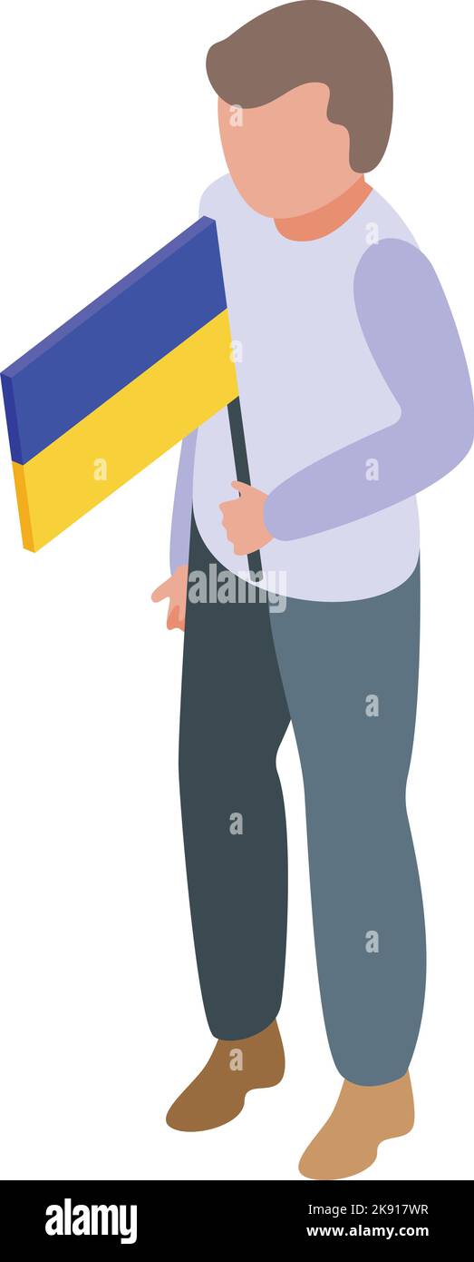 Kid Ukraine Flag Symbol isometrischer Vektor. Kinderwelt. Religion in Europa Stock Vektor