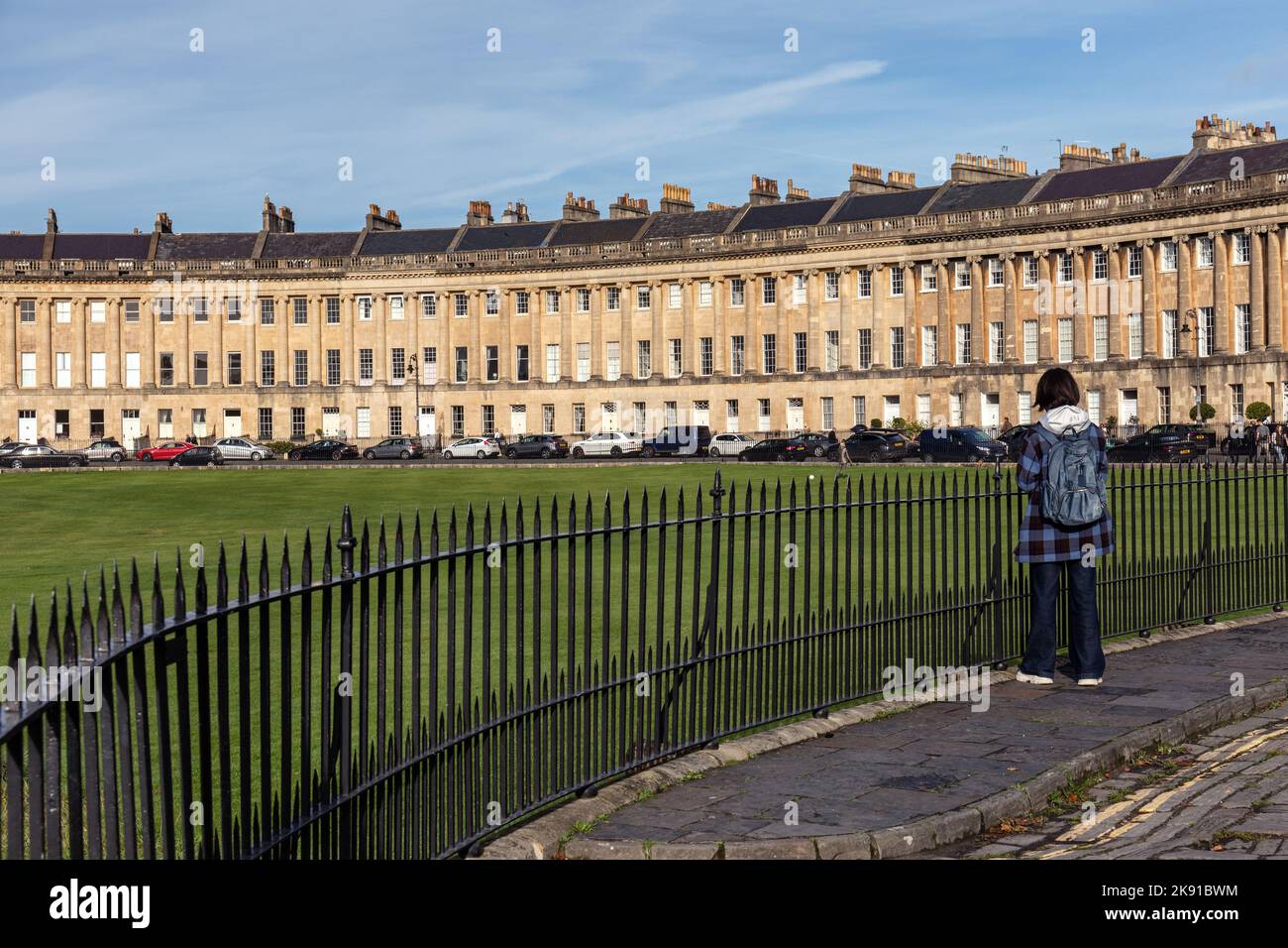 18. Jahrhundert Georgische Architektur des Royal Crescent, City of Bath, Somerset, England, Großbritannien. Ein UNESCO-Weltkulturerbe. Stockfoto