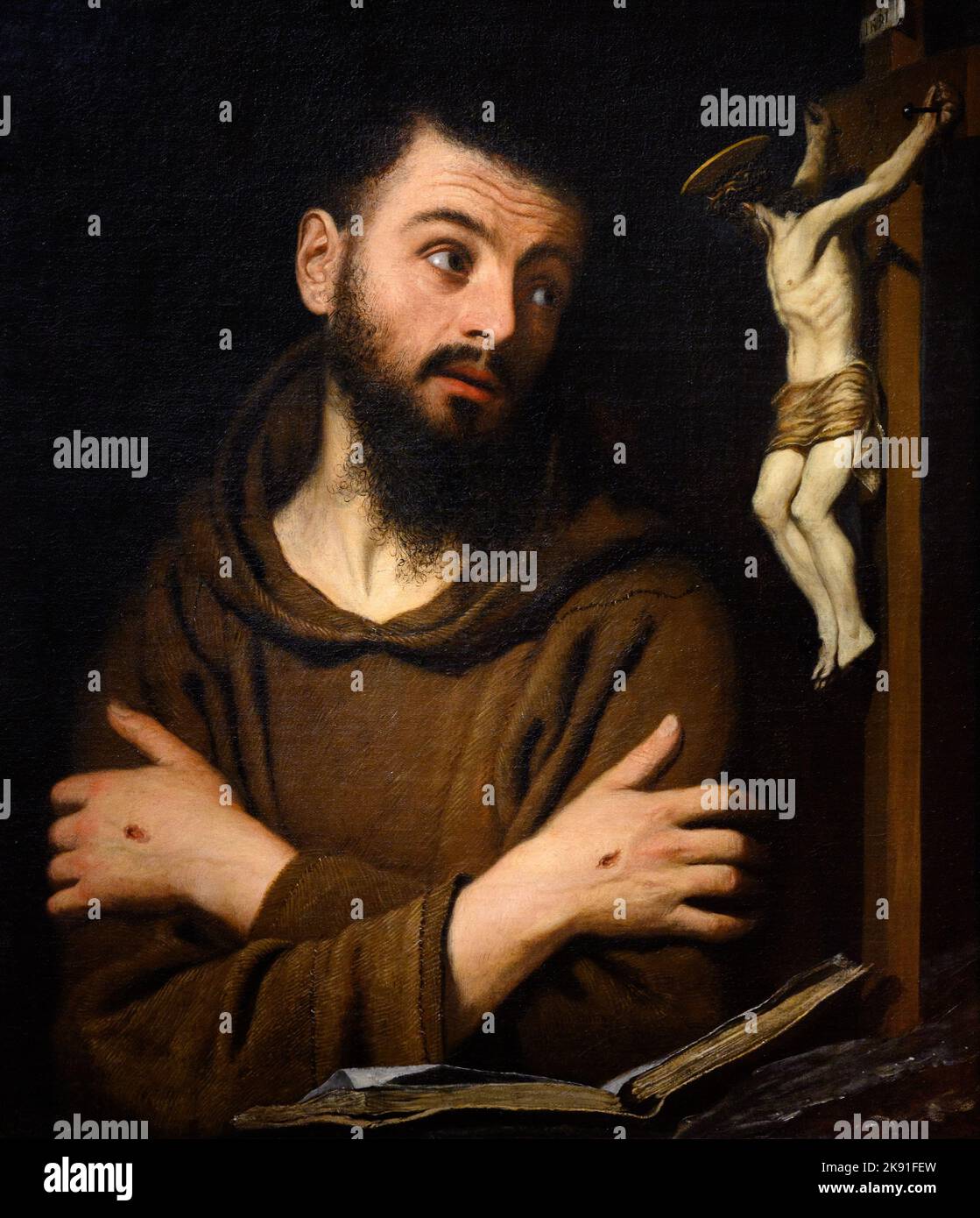 Franz von Assisi (17.. Jahrhundert) von Francesco Lupicini (1590 – 1656). Öl auf Leinwand. Stockfoto