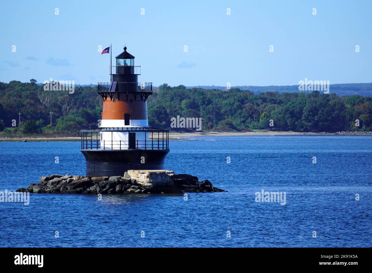 Plum Beach Lighthouse in Narragansett Bay Rhode Island Stockfoto