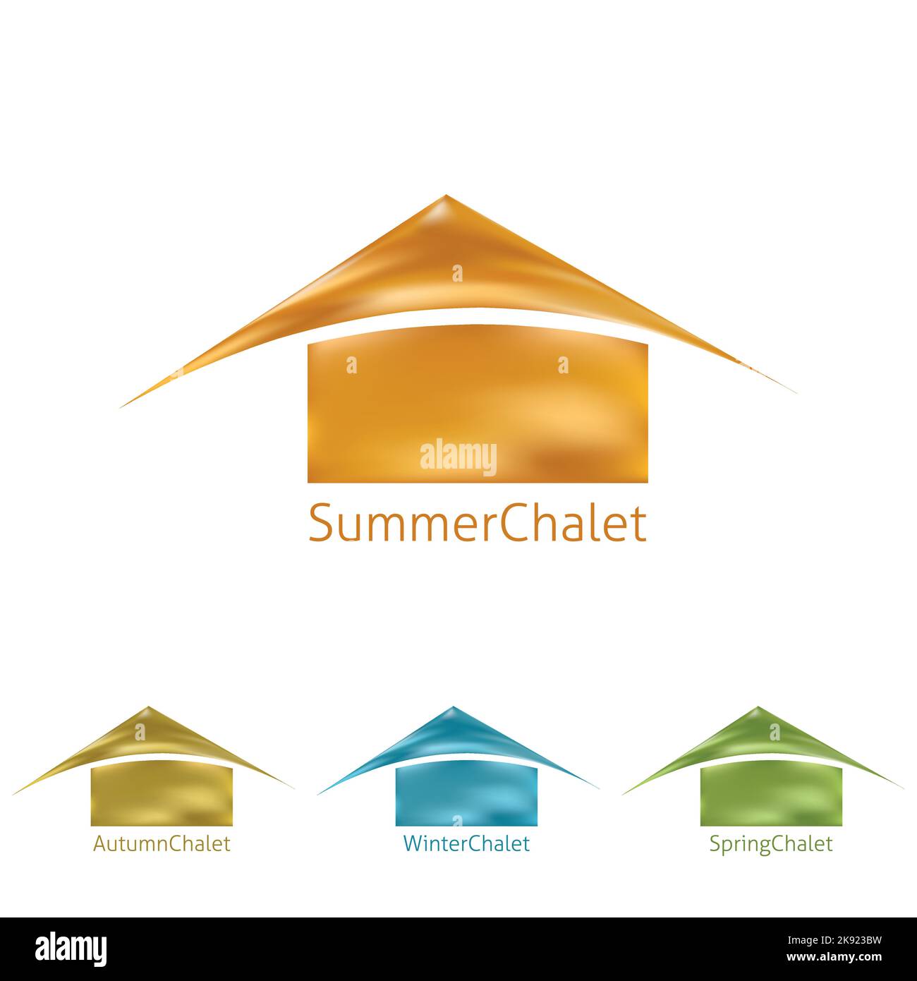 Vorlage aus einfachem Logo mit abstraktem Chalet. Vektorgrafik Logo für Immobilienunternehmen. CMMK-Farben Stock Vektor