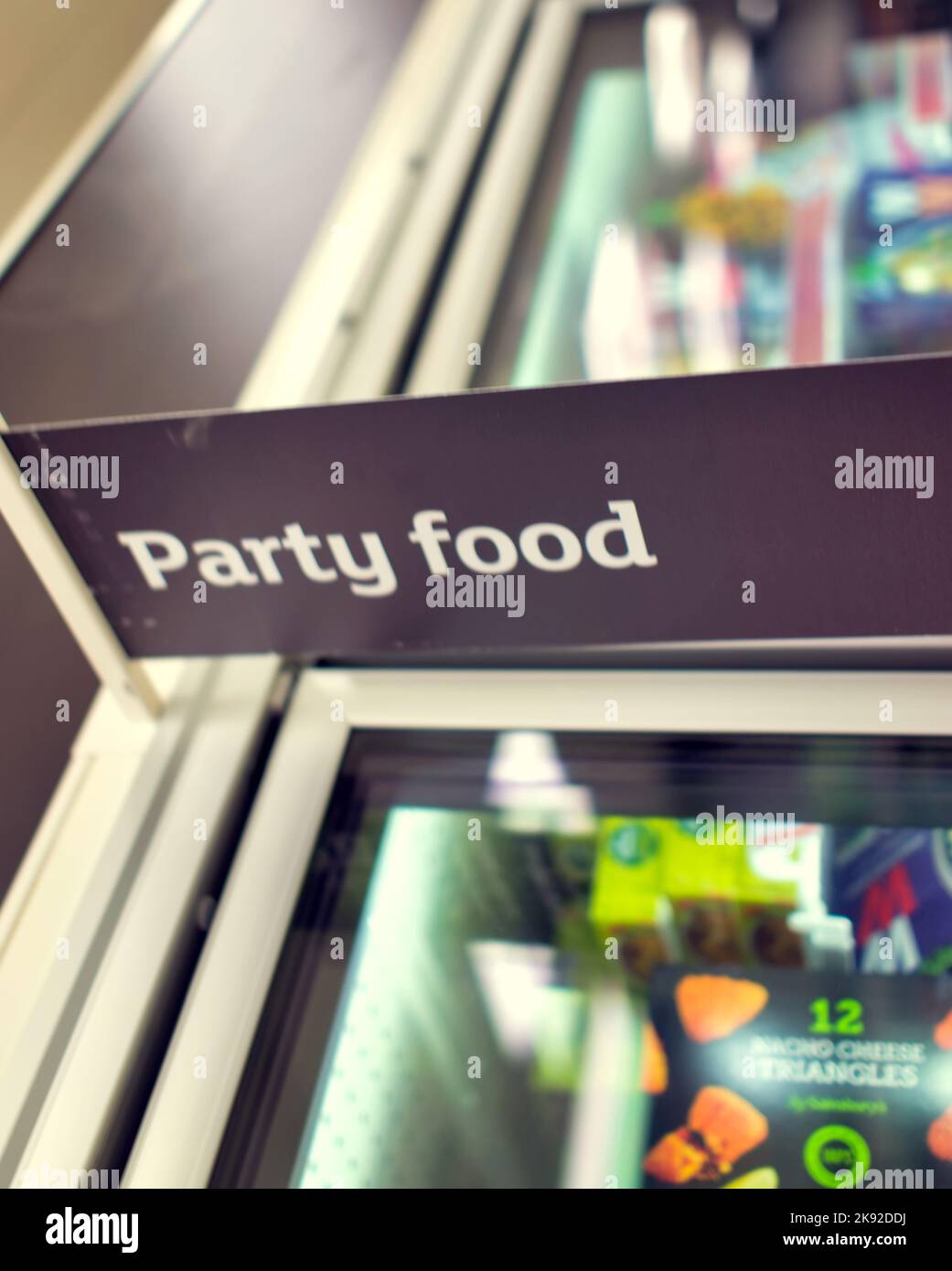 Supermarkt Gang Party Food Schild Stockfoto