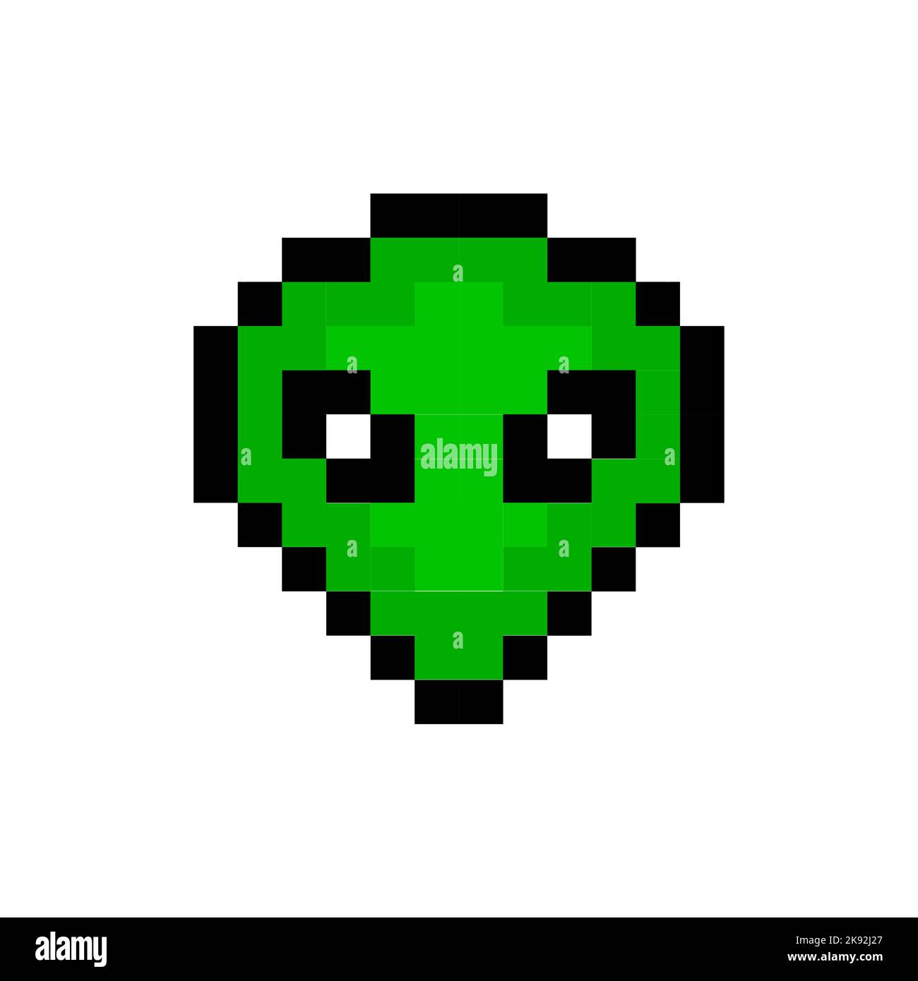 Pixel Alien 8 Bit Kunst. Kosmische Grafik Cartoon Pixel Alien Symbol ufo Alien. Stock Vektor