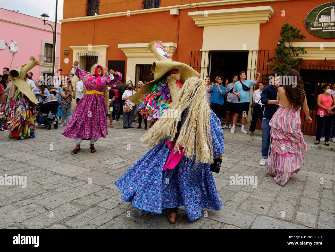 Hochzeit calenda Tänzer, Oaxaca-Stadt, Oaxaca, Mexiko Stockfoto