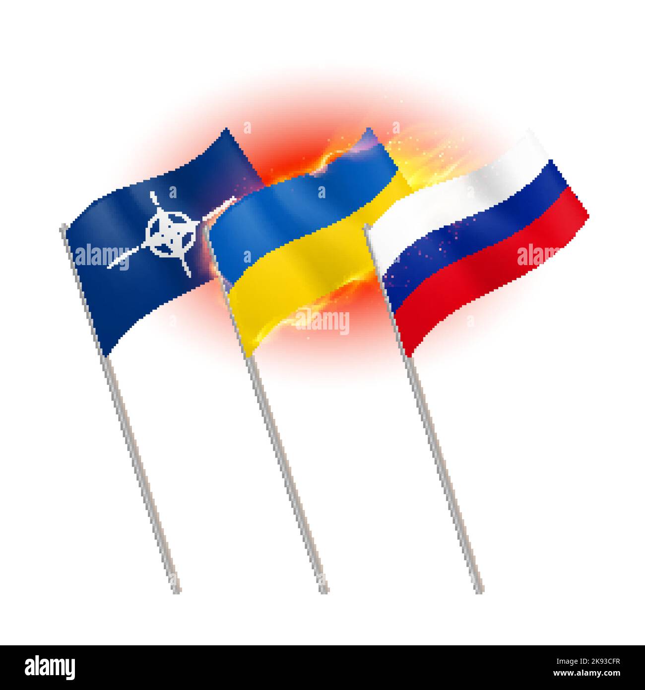 Die Flaggen Der NATO Der Ukraine Und Russlands Die Inschrift Kein die-flaggen-der-nato-der-ukraine-und-russlands-die-inschrift-kein